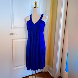 Calvin Klein Royal Blue Knit V-Neck Sleeveless A-Line Halter Mini Dress Size 8